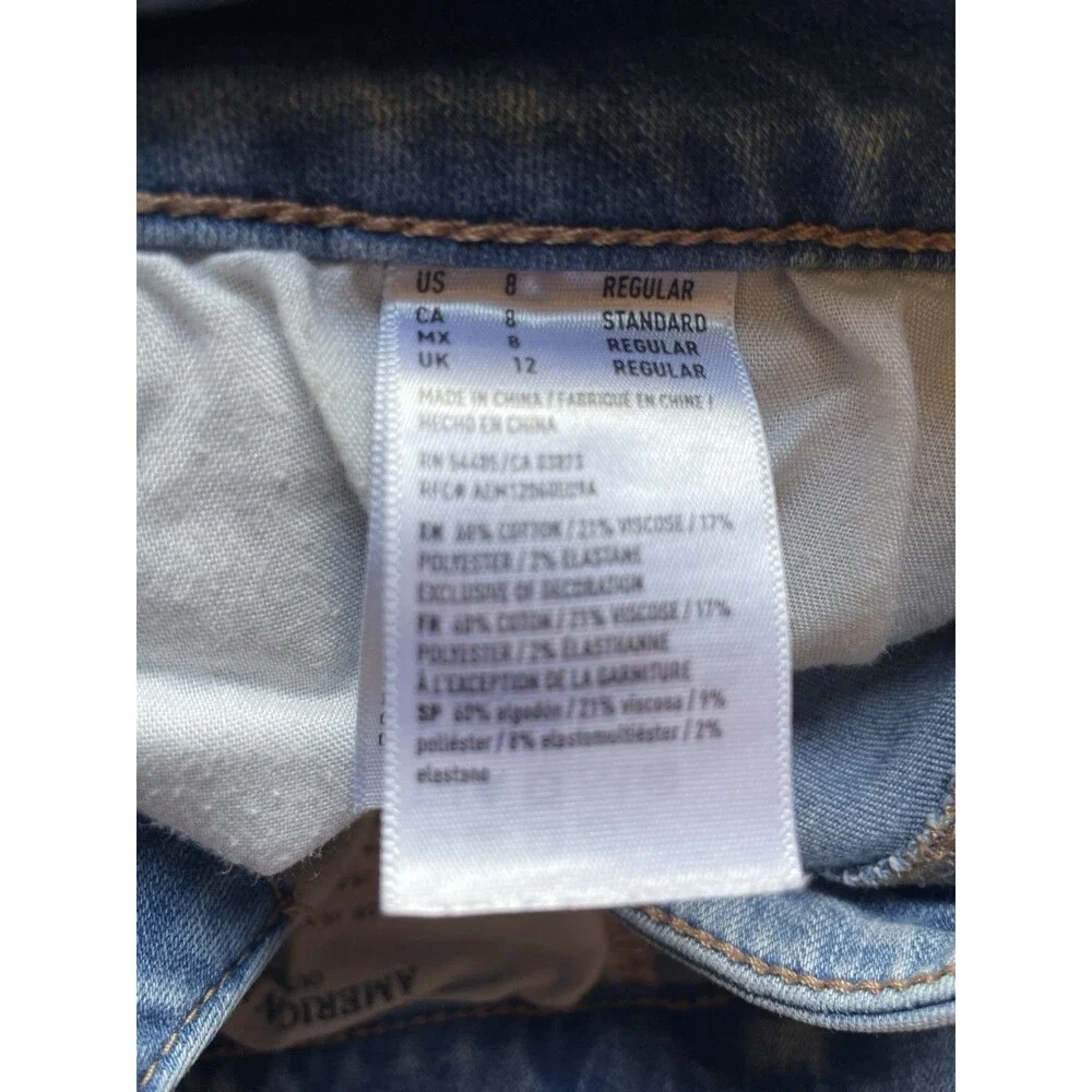 American Eagle Women’s Super Stretch Mom Straight Jeans Size 8 High Rise Blue